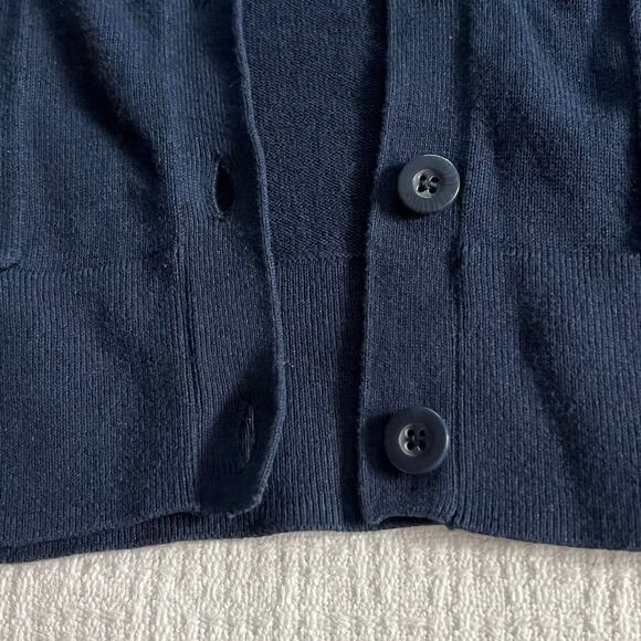 Chadwicks of Boston Knit Vest Cardigan Medium Button Up w/ Pockets Navy Blue - Picture 9 of 9